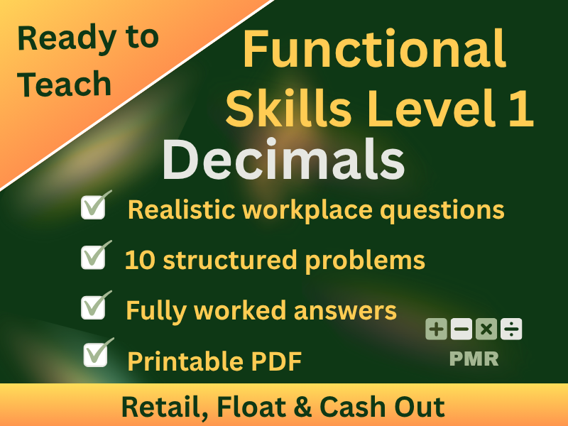 Functional Skills Decimals L1 Worksheet