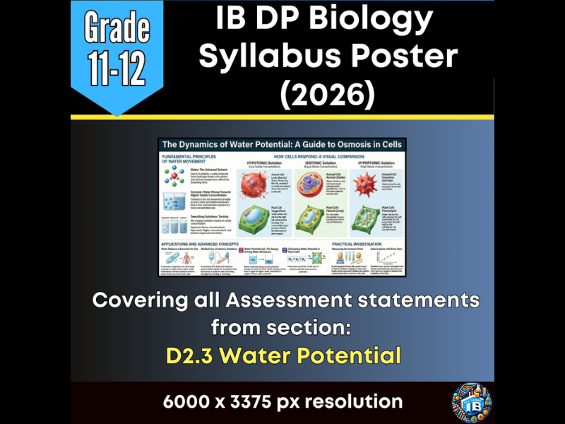 IB DP Biology Digital Infographic Poster: D2.3 Water Potential  (2026)