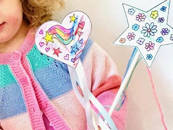 Stars & Hearts Wands Colour-In Activity