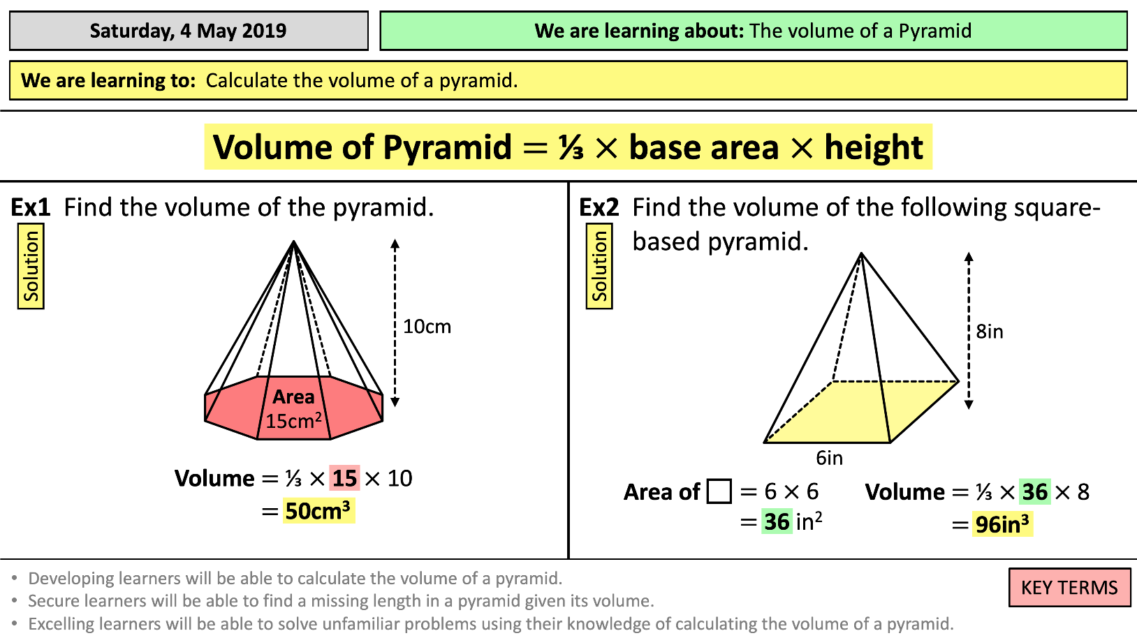 Volume of Pyramids | Teaching Resources