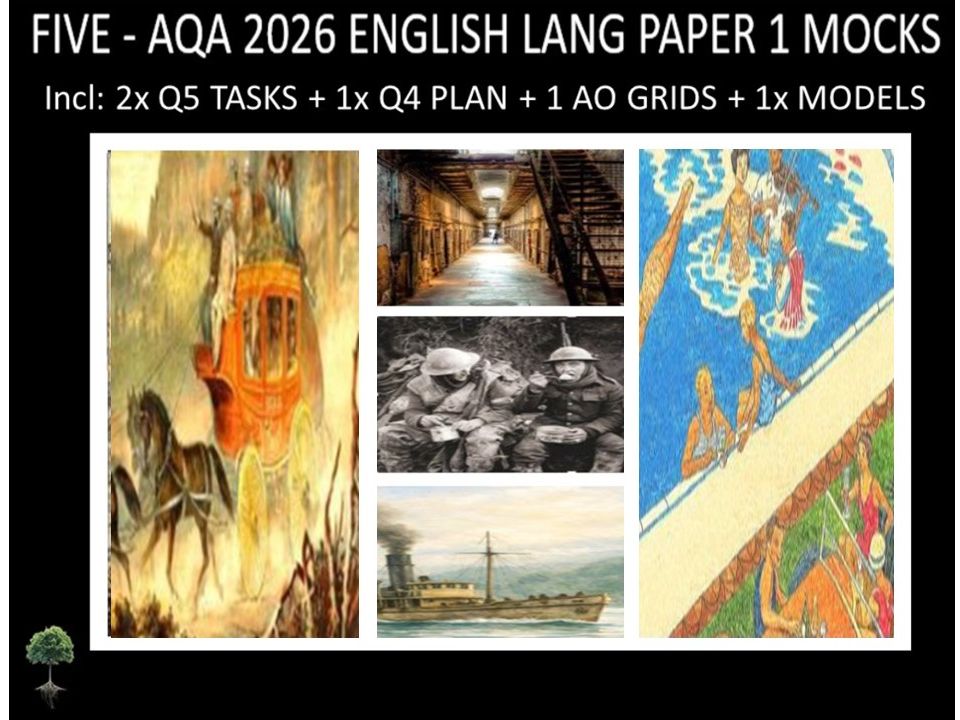 FIVE - AQA PAPER 1 | 2026 FULL MOCKS | Q5 TASKS | Q4 PLAN |AO GRIDS | MODELS