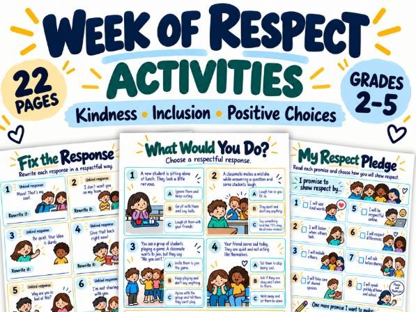 Week of Respect SEL Activities & Worksheets