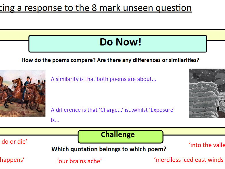 Unseen Poetry Comparison