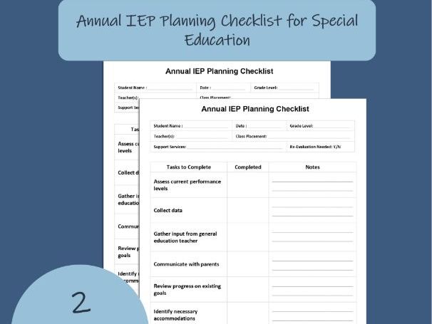Annual IEP Planning Checklist – Special Education Teacher Form