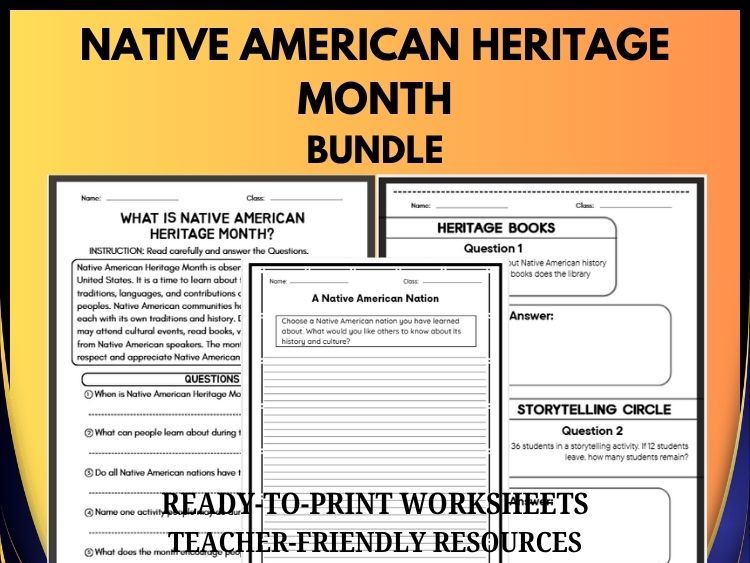 Native American Heritage Month Bundle | Reading Comprehension, Math & Writing | Grades 2–8