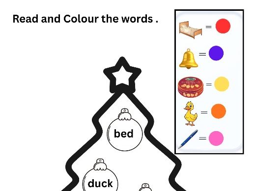 Read & Colour CVC Words – Christmas Tree