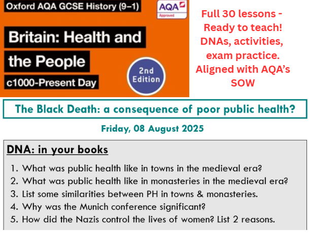 Lesson 1 AQA GCSE History Health & the People
