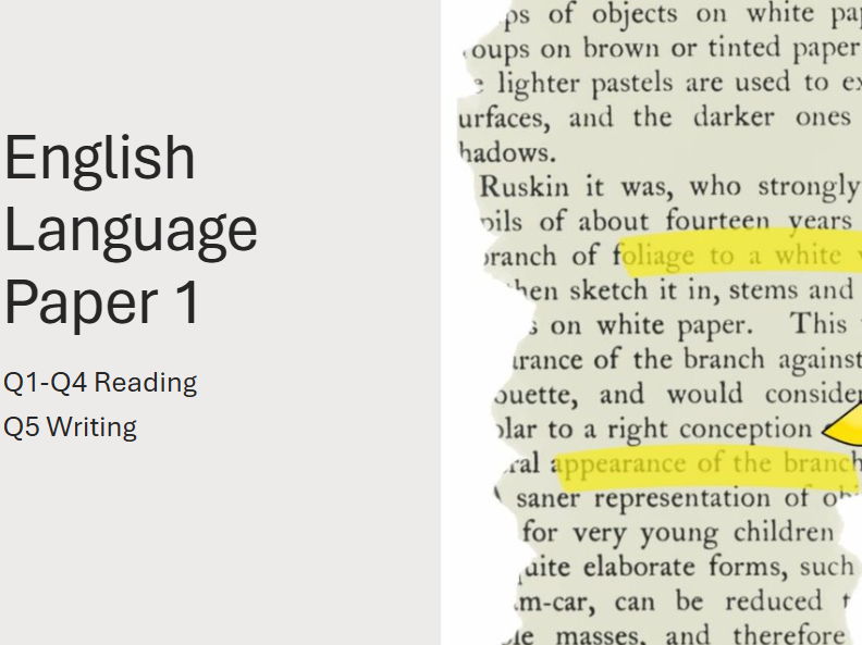 English Language Paper 1 Overview Booklet | Teaching Resources