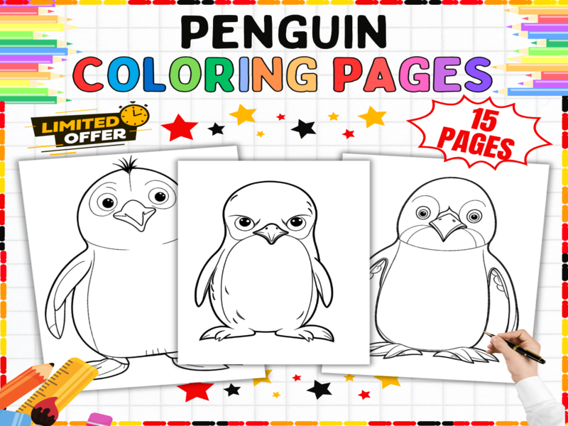 Penguin Colouring Pages | 15 Printable Arctic Animal Worksheets for Early Years Creative Learning