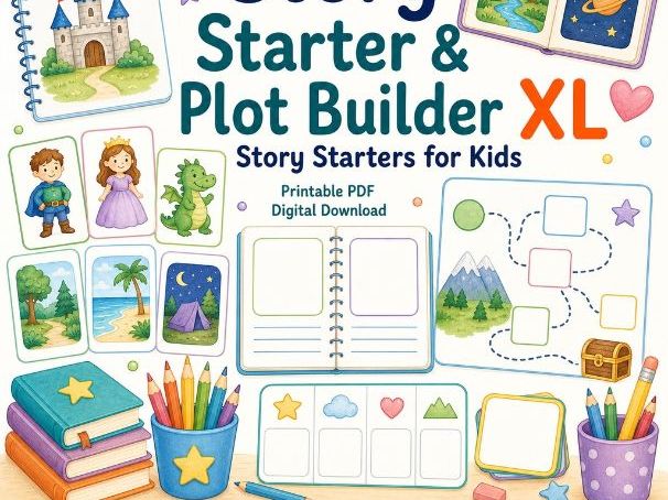 Story Starter & Plot Builder XL | Story Starters for Kids | Printable PDF | Digital Download