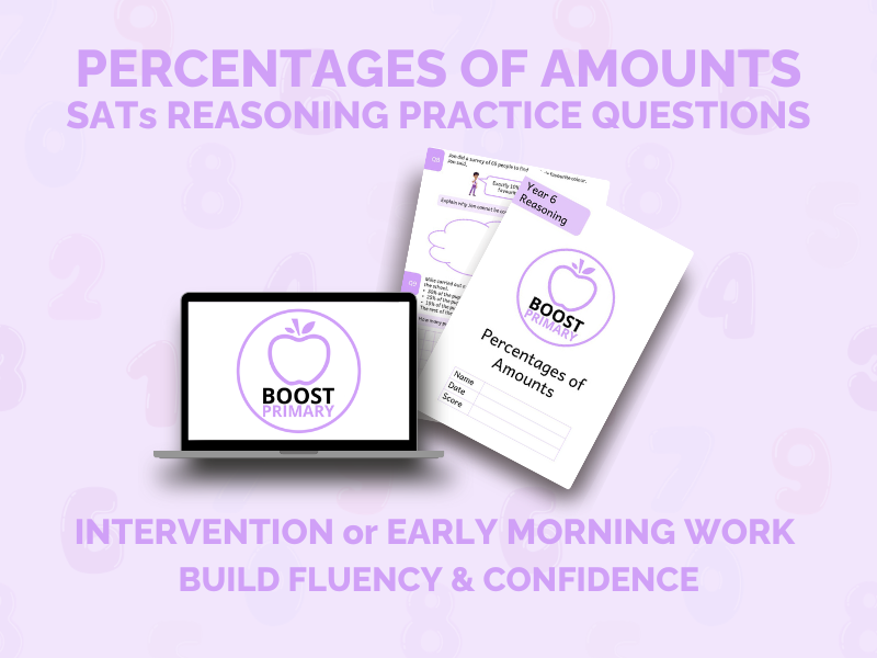 Year 6 SATs Maths Reasoning - Percentages of Amounts Lesson / Intervention / Revision