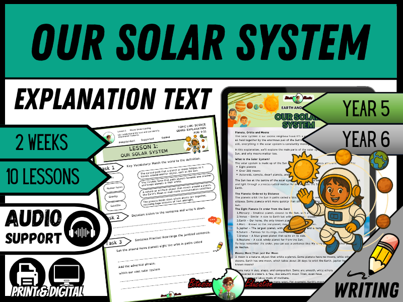 Our Solar System: Planets, Orbits and Moons | Explanation Writing Pack | Year 5/6