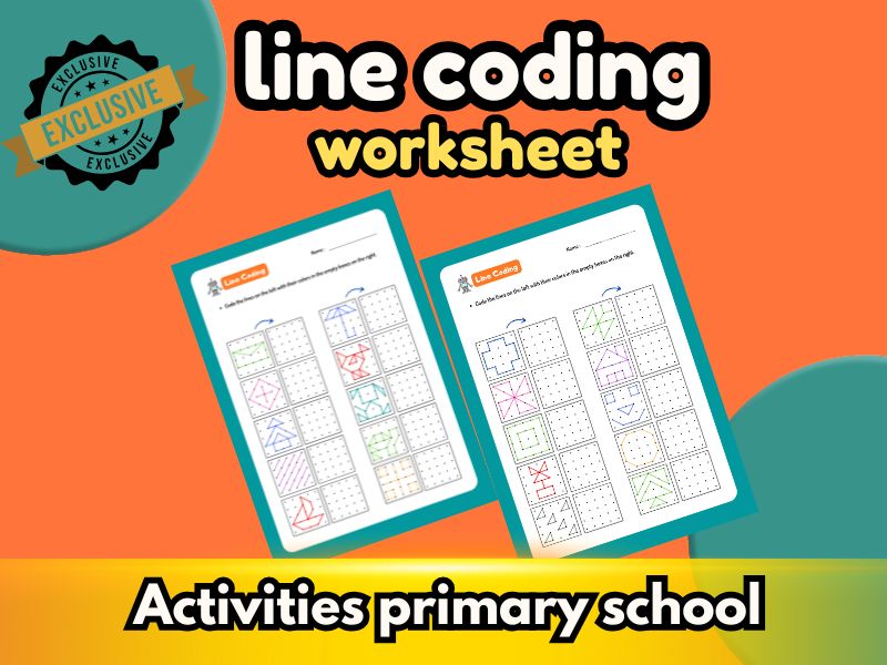 Line Coding Fun! Engaging Worksheets for Primary Shapes & Spatial Reasoning