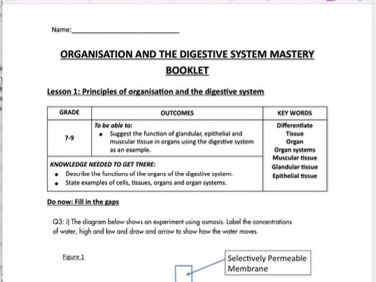 GCSE Organisation (Biology) Full Unit of Work