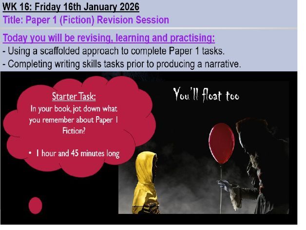 New for 2026 AQA GCSE Paper 1  English Language Walk Through IT Stephen King