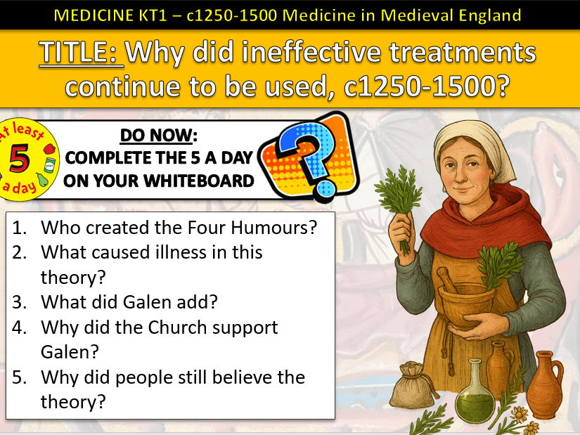 History GCSE Medicine Edexcel KT1 L5 Ineffective Treatments Medieval c1250–1500 (Fully Resourced).