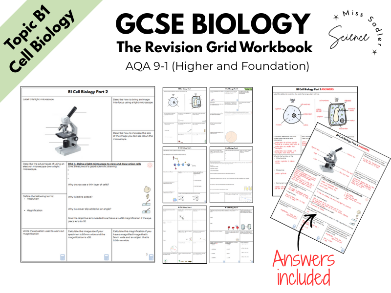AQA GCSE Biology: Cell Biology (Topic 1) – Complete Revision Grid Workbook