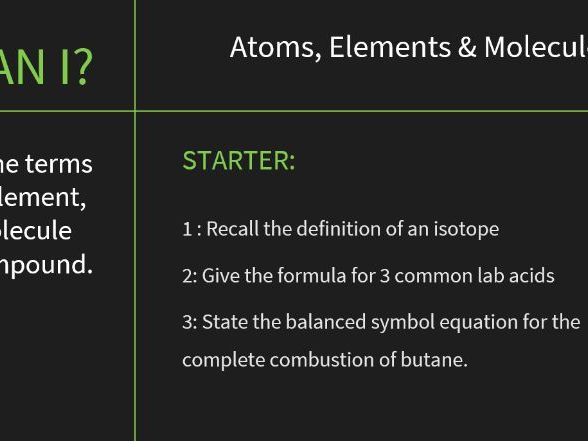 Unit 1 Topic 1 IAS Chemistry Edexcel - Formulae, Equations & Amount of a Substance