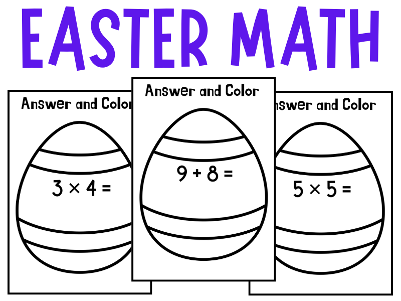 Easter Spring Math Color by Code Activity |Addition, Subtraction, Multiplication