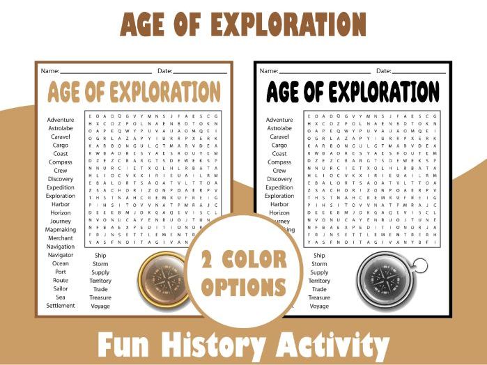Age of Exploration Word Search Puzzle | Fun History Activity for Grades 4th–7th