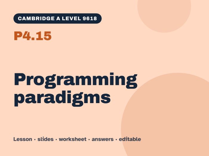 Cambridge A Level Computer Science 9618 – P4.15 Programming paradigms – Lesson & Worksheet