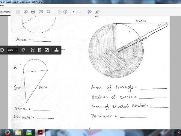Area And Arc Length Of Sectors With Pythagoras Teaching Resources