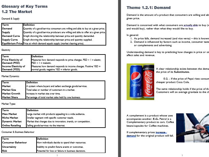 Edexcel AL Business: Theme 1.2 Booklet