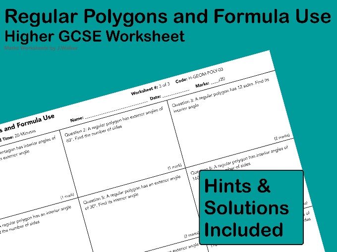 GCSE Maths Worksheet: Regular Polygons and Formula Use - Higher Tier