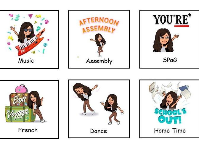 Bitmoji Visual Timetable