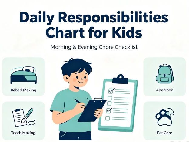 Kids Daily Routine Chart | Morning & Evening Chore Checklist Printable