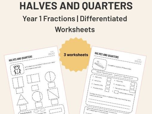 Halves and Quarters Year 1 Worksheets