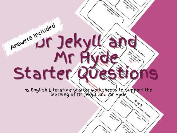 English Literature Dr Jekyll and Mr Hyde Starter Questions Worksheets PDF
