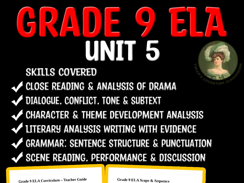 Grade 9 ELA Unit 5 Bundle | Drama Analysis, Dialogue & Literary Essay