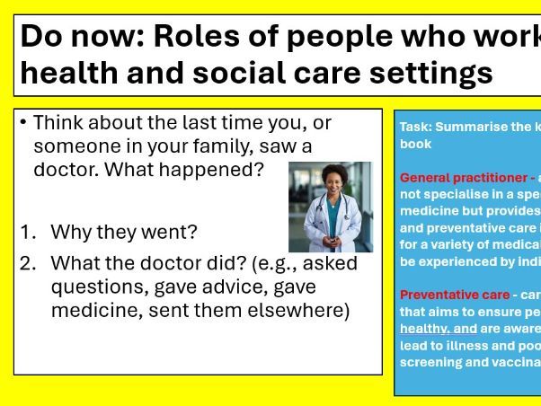 BTEC National Health and Social Care Level 3, Unit 2 Working in Health and Social CareLESSON1