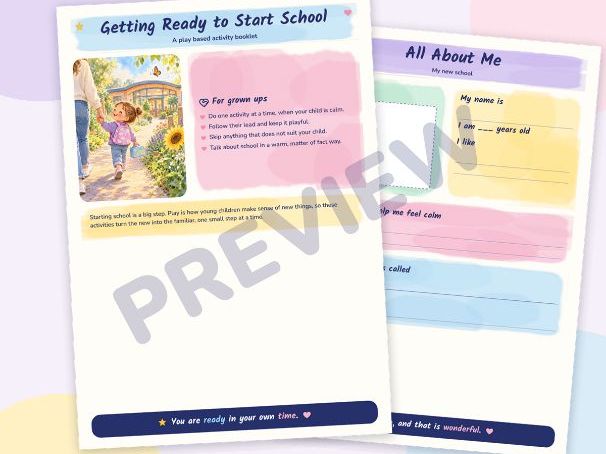 Getting Ready to Start School: Play Based Activity Booklet for EYFS and SEND
