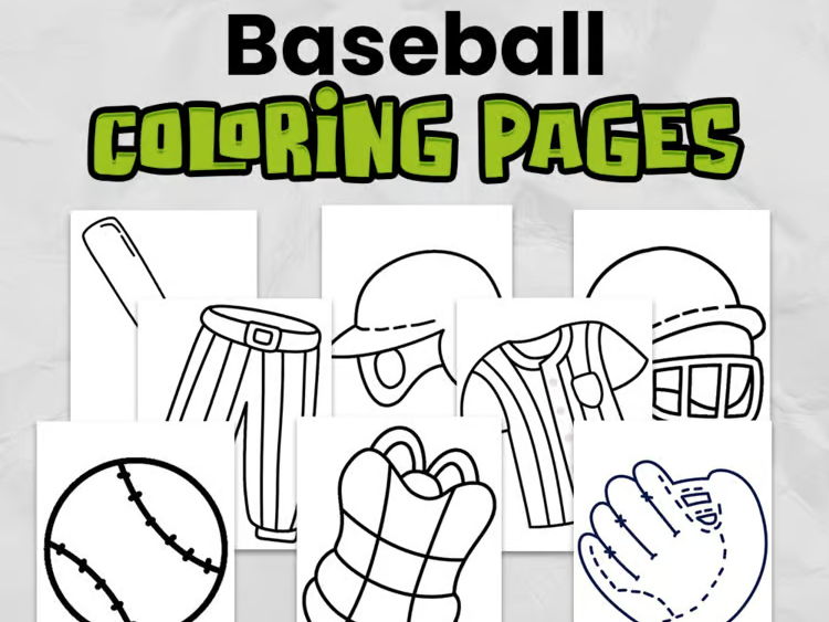 Baseball Colouring Pages | Sports Activity | 13 Printable Colouring Sheets