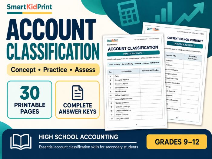 Account Classification Practice Worksheets