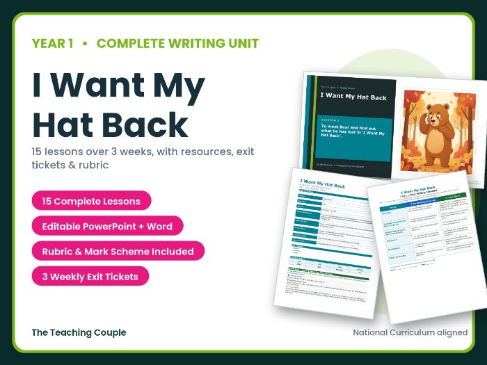 I Want My Hat Back | Year 1 English Unit | 15 Complete Lessons + Resources + Mark Scheme
