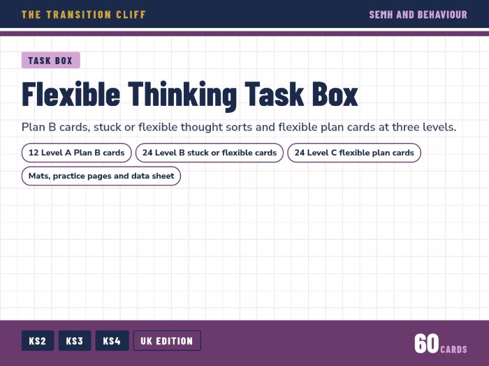 Flexible Thinking Task Box for SEND and SEMH: Plan B Cards, Stuck or Flexible Sort (KS2 to KS4)