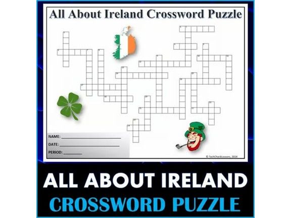 All About Ireland - Crossword Puzzle Activity Worksheet