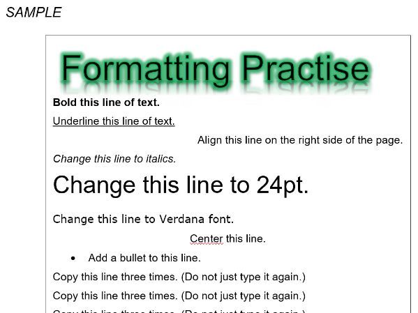 Task 8 - Word Processing Formatting