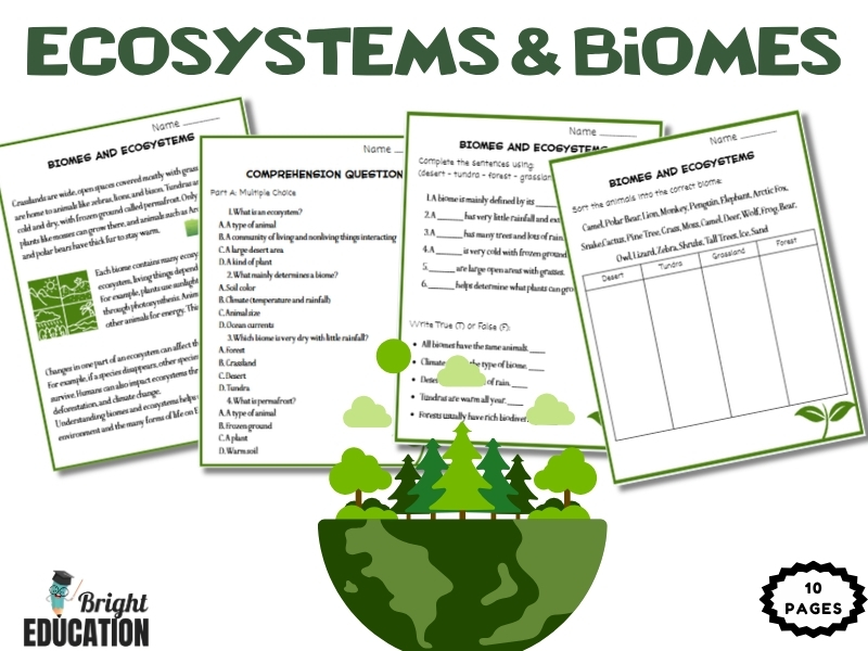 Ecosystems & Biomes Reading Comprehension | Informational Text with  Practice