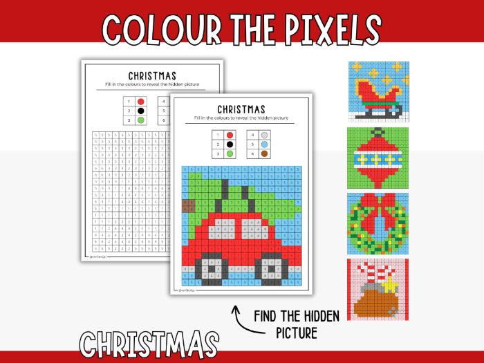 Christmas Pixel Art - Printable Craft for Kids