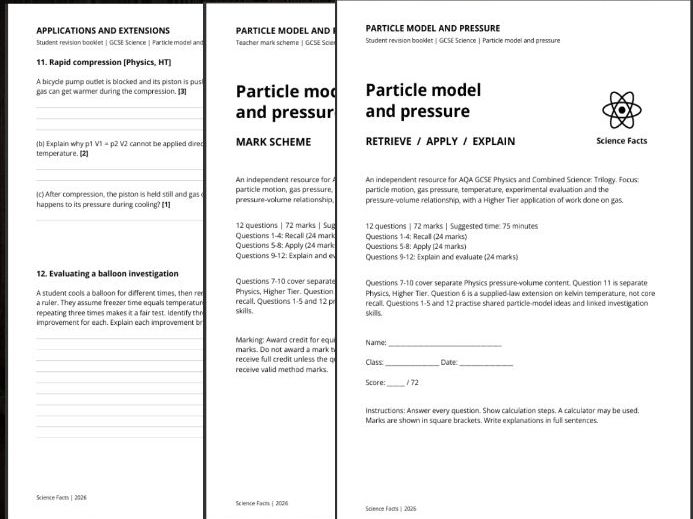 AQA GCSE Physics: Particle Model and Pressure Revision Questions