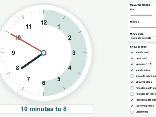 Interactive KS2 Teaching Clock | Show or Hide Features Instantly