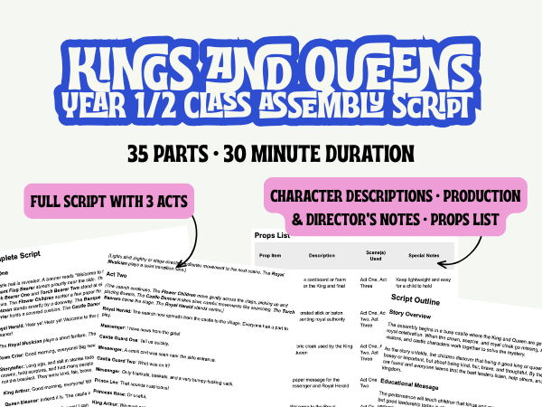 KS1 Kings & Queens Assembly Script