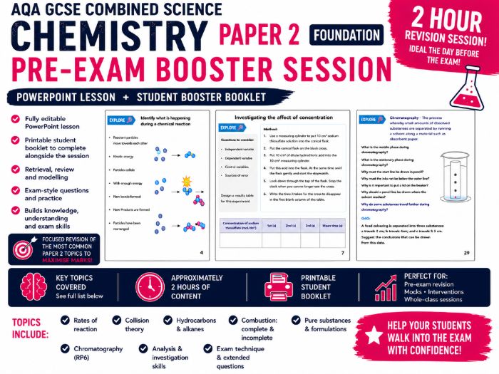 AQA GCSE Combined Science Chemistry Paper 2 Foundation Pre-Exam Booster Lesson & Student Booklet