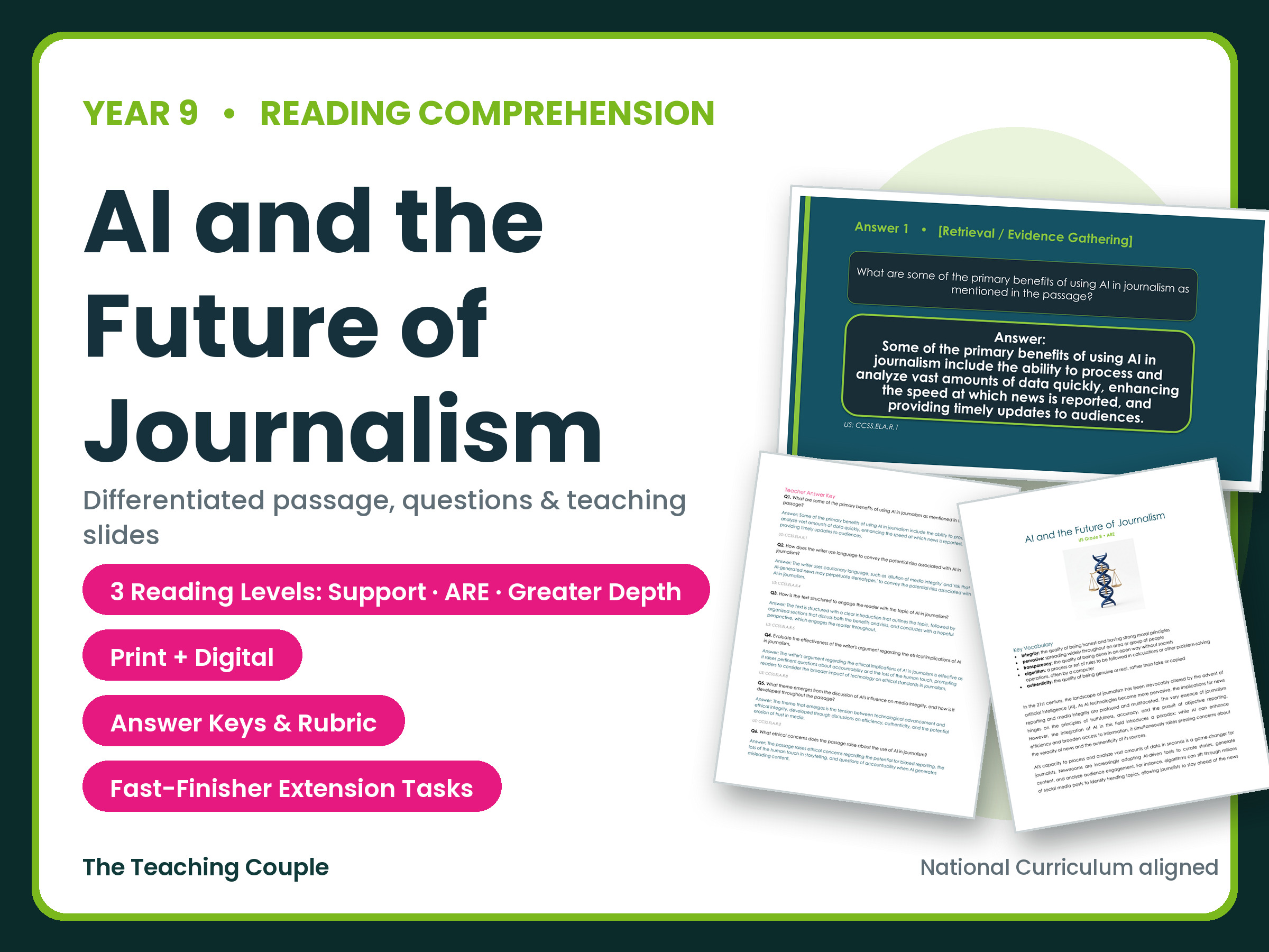 AI and the Future of Journalism Reading Comprehension | Year 9 (KS3)