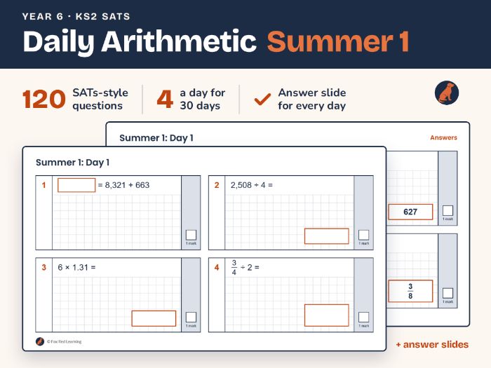 Year 6 Daily Arithmetic Starters | Summer 1 | KS2 SATs Practice