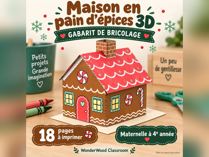 Maison en pain d'épices 3D - Gabarit de bricolage